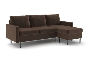 Peppe 3-seters Vendbar L-formet Divansofa i Manchester - Brun - Møbler - Sofaer - Sofaer med sjeselong - 3 seters sofa med divan