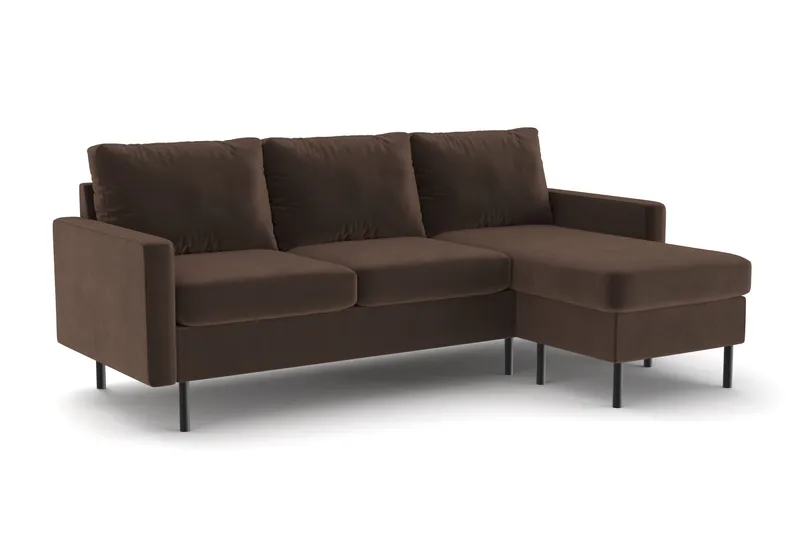 Peppe 3-seters Vendbar L-formet Divansofa i Manchester - Brun - Møbler - Sofaer - Sofaer med sjeselong - 3 seters sofa med divan