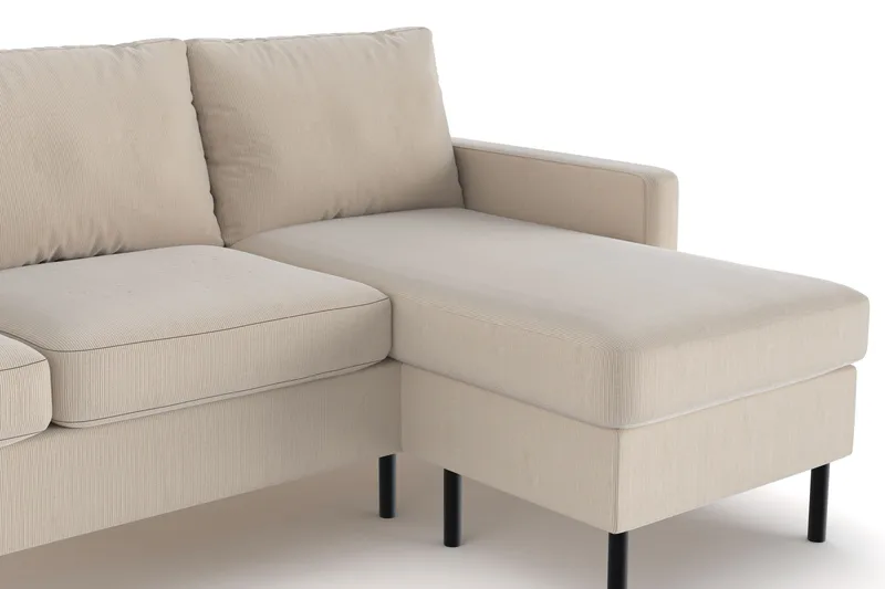 Peppe 3-seters Vendbar L-formet Divansofa i Manchester - Greige - Møbler - Sofaer - Sofaer med sjeselong - 3 seters sofa med divan