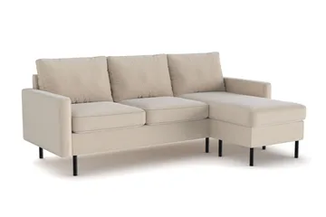 Peppe 3-seters Vendbar L-formet Divansofa i Manchester - Greige - Møbler - Sofaer - Sofaer med sjeselong - 3 seters sofa med divan
