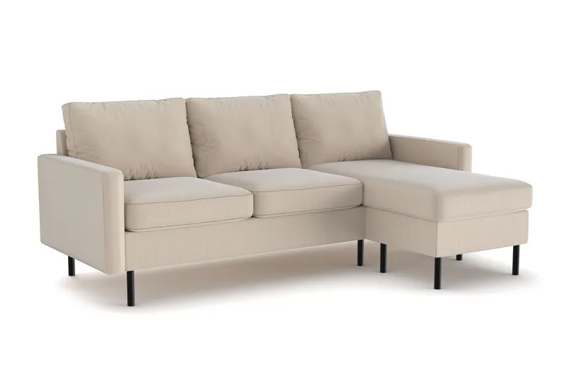 Peppe 3-seters Vendbar L-formet Divansofa i Manchester - Greige - Møbler - Sofaer - Sofaer med sjeselong - 3 seters sofa med divan