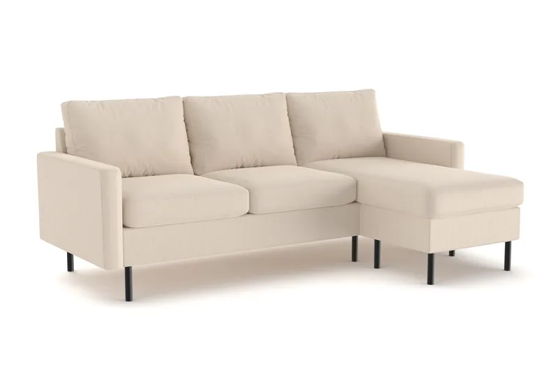 Peppe 3-seters Vendbar L-formet Divansofa i Manchester - Greige - Møbler - Sofaer - Sofaer med sjeselong - 3 seters sofa med divan