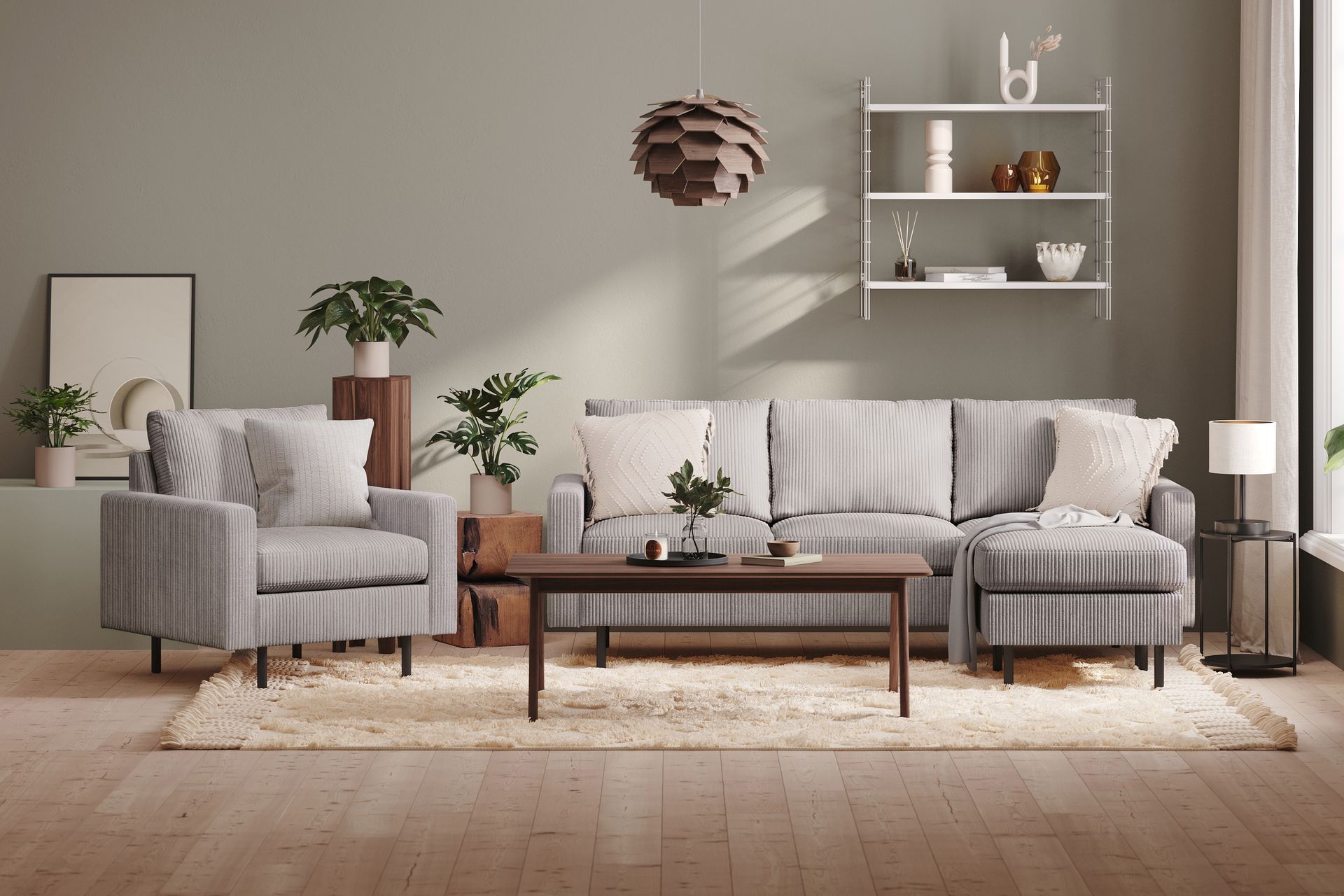 Peppe 3-seters Vendbar L-formet Divansofa i Manchester - Mørk grå - Møbler - Sofaer - Sofaer med sjeselong - 3 seters sofa med divan