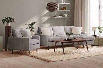 Peppe 3-seters Vendbar L-formet Divansofa i Manchester - Mørk grå - Møbler - Sofaer - Sofaer med sjeselong - 3 seters sofa med divan