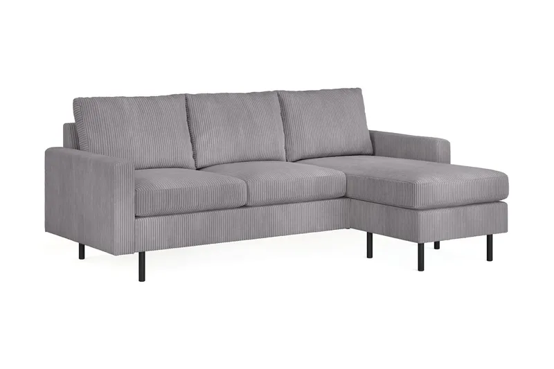 Peppe 3-seters Vendbar L-formet Divansofa i Manchester - Mørk grå - Møbler - Sofaer - Sofaer med sjeselong - 3 seters sofa med divan