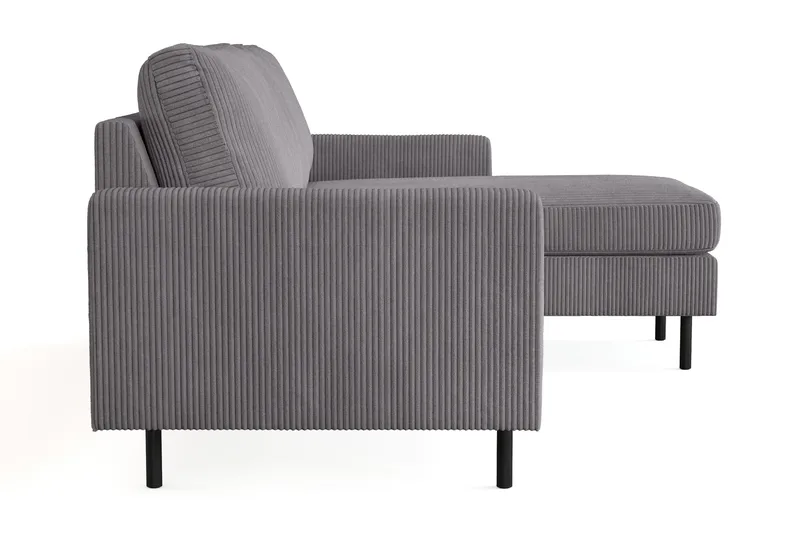 Peppe 3-seters Vendbar L-formet Divansofa i Manchester - Mørk grå - Møbler - Sofaer - Sofaer med sjeselong - 3 seters sofa med divan