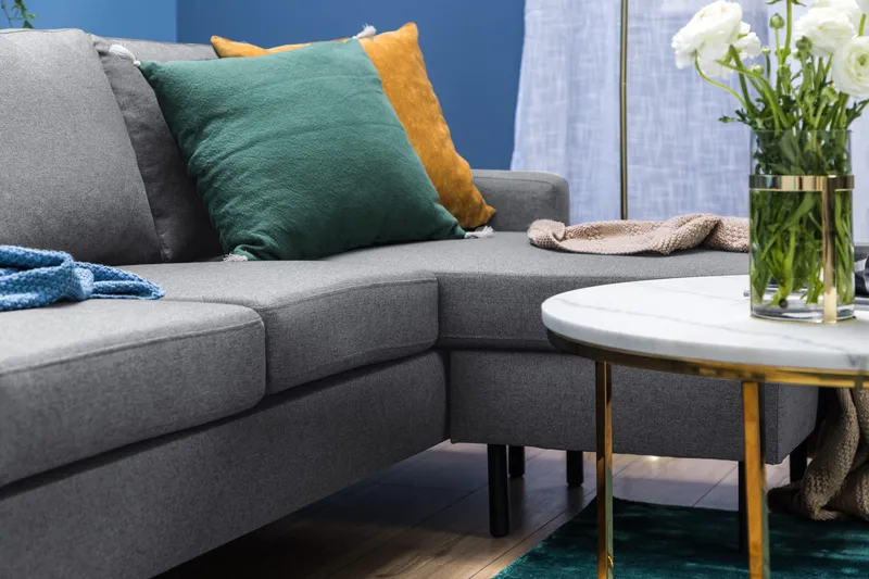 Peppe 3-seters Vendbar L-formet Divansofa i Stoff - Lys grå - Møbler - Sofaer - Sofaer med sjeselong - 3 seters sofa med divan