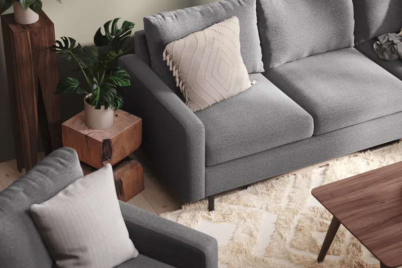 Peppe 3-seters Vendbar L-formet Divansofa i Stoff - Lys grå - Møbler - Sofaer - Sofaer med sjeselong - 3 seters sofa med divan