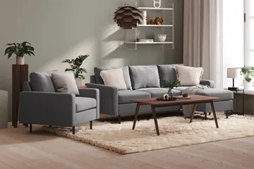 Peppe 3-seters Vendbar L-formet Divansofa i Stoff - Lys grå - Møbler - Sofaer - Sofaer med sjeselong - 3 seters sofa med divan