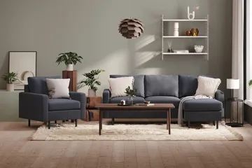 Peppe 3-seters Vendbar L-formet Divansofa i Stoff - Mørk grå - Møbler - Sofaer - Sofaer med sjeselong - 3 seters sofa med divan