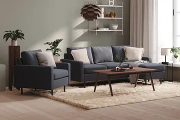 Peppe 3-seters Vendbar L-formet Divansofa i Stoff - Mørk grå - Møbler - Sofaer - Sofaer med sjeselong - 3 seters sofa med divan