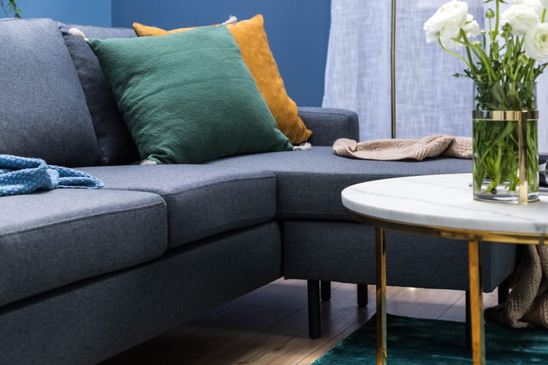 Peppe 3-seters Vendbar L-formet Divansofa i Stoff - Mørk grå - Møbler - Sofaer - Sofaer med sjeselong - 3 seters sofa med divan