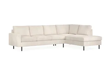 Peppe 4-seters høyrevendt L-formet sjeselongsofa i kordfløyel - Beige - Møbler - Sofaer - Sofaer med sjeselong - 4 seters sofa med divan
