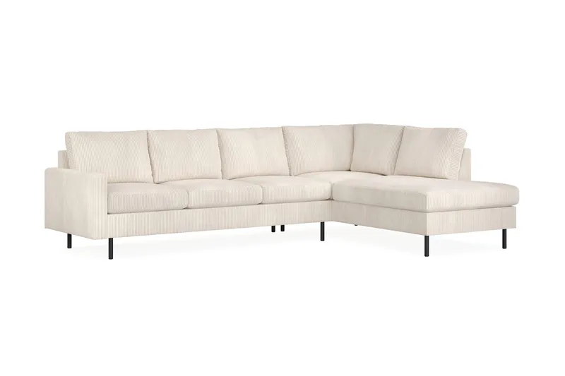 Peppe 4-seters høyrevendt L-formet sjeselongsofa i kordfløyel - Beige - Møbler - Sofaer - Sofaer med sjeselong - 4 seters sofa med divan