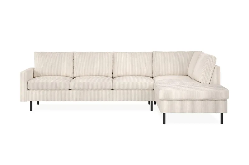 Peppe 4-seters høyrevendt L-formet sjeselongsofa i kordfløyel - Beige - Møbler - Sofaer - Sofaer med sjeselong - 4 seters sofa med divan
