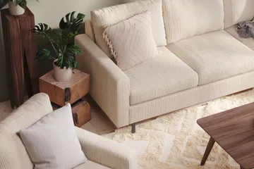 Peppe 4-seters høyrevendt L-formet sjeselongsofa i kordfløyel - Beige - Møbler - Sofaer - Sofaer med sjeselong - 4 seters sofa med divan