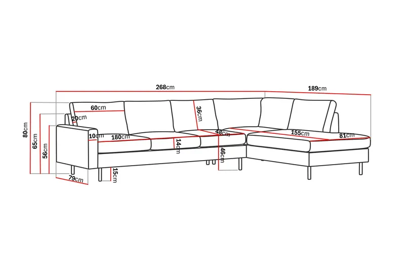 Peppe 4-seters Høyrevendt L-formet Sjeselongsofa i Manchester - Beige - Møbler - Sofaer - Sofaer med sjeselong - 4 seters sofa med divan
