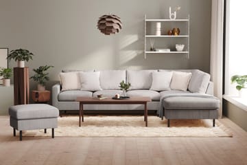 Peppe 4-seters Høyrevendt L-formet Sjeselongsofa i Manchester - Mørk grå - Møbler - Sofaer - Sofaer med sjeselong - 4 seters sofa med divan