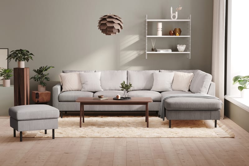Peppe 4-seters Høyrevendt L-formet Sjeselongsofa i Manchester - Mørk grå - Møbler - Sofaer - Sofaer med sjeselong - 4 seters sofa med divan