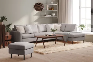 Peppe 4-seters Høyrevendt L-formet Sjeselongsofa i Manchester - Mørk grå - Møbler - Sofaer - Sofaer med sjeselong - 4 seters sofa med divan