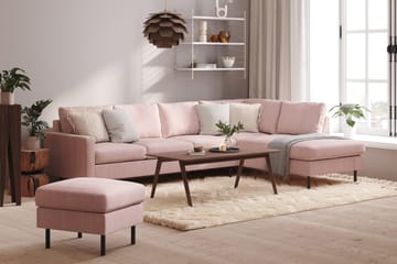 Peppe 4-seters Høyrevendt L-formet Sjeselongsofa i Manchester - Rosa - Møbler - Sofaer - Sofaer med sjeselong - 4 seters sofa med divan