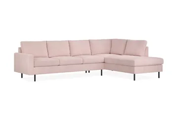 Peppe 4-seters Høyrevendt L-formet Sjeselongsofa i Manchester - Rosa - Møbler - Sofaer - Sofaer med sjeselong - 4 seters sofa med divan