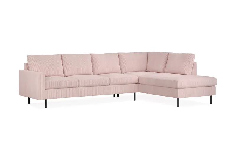Peppe 4-seters Høyrevendt L-formet Sjeselongsofa i Manchester - Rosa - Møbler - Sofaer - Sofaer med sjeselong - 4 seters sofa med divan
