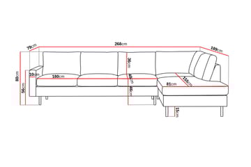 Peppe 4-seters Høyrevendt L-formet Sjeselongsofa i Manchester - Rosa - Møbler - Sofaer - Sofaer med sjeselong - 4 seters sofa med divan