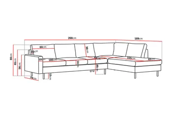 Peppe 4-seters Høyrevendt L-formet Sjeselongsofa i Manchester - Rosa - Møbler - Sofaer - Sofaer med sjeselong - 4 seters sofa med divan