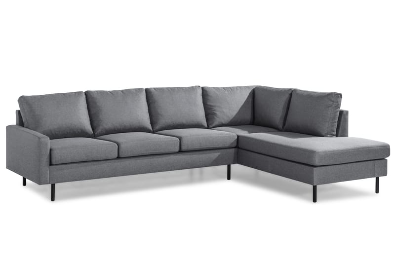 Peppe 4-seters Høyrevendt L-formet Sjeselongsofa i Stoff - Lys grå - Møbler - Sofaer - Sofaer med sjeselong - 4 seters sofa med divan