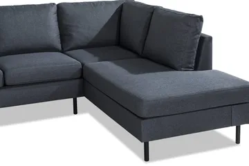 Peppe 4-seters Høyrevendt L-formet Sjeselongsofa i Stoff - Mørk grå - Møbler - Sofaer - Sofaer med sjeselong - 4 seters sofa med divan