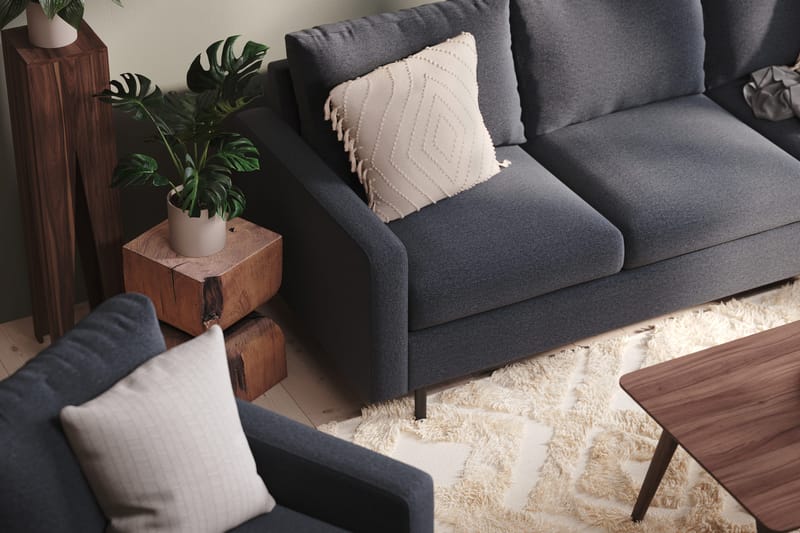 Peppe 4-seters Høyrevendt L-formet Sjeselongsofa i Stoff - Mørk grå - Møbler - Sofaer - Sofaer med sjeselong - 4 seters sofa med divan