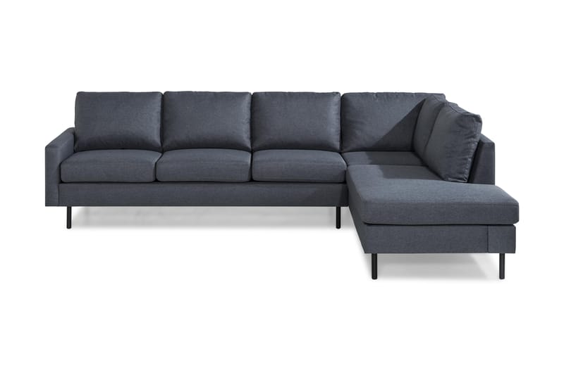 Peppe 4-seters Høyrevendt L-formet Sjeselongsofa i Stoff - Mørk grå - Møbler - Sofaer - Sofaer med sjeselong - 4 seters sofa med divan
