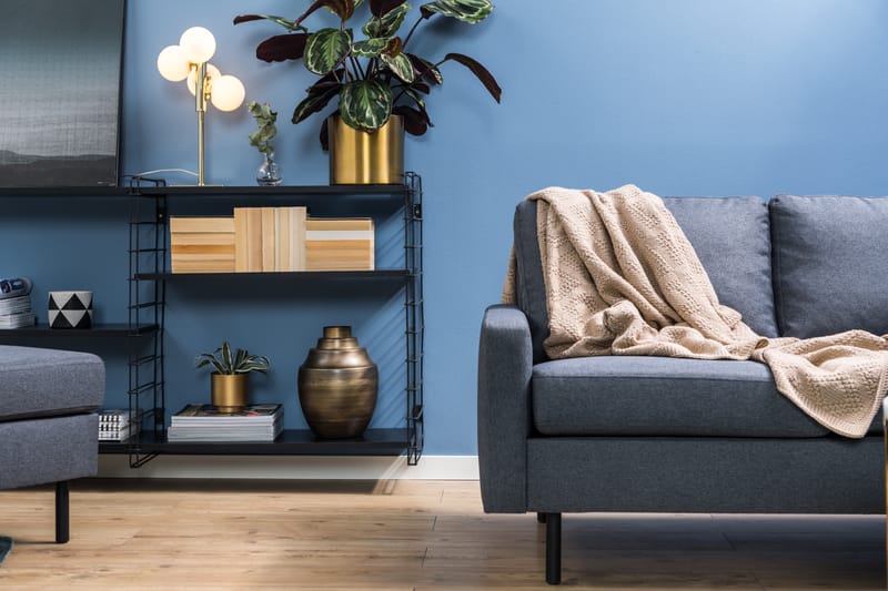 Peppe 4-seters Høyrevendt L-formet Sjeselongsofa i Stoff - Mørk grå - Møbler - Sofaer - Sofaer med sjeselong - 4 seters sofa med divan