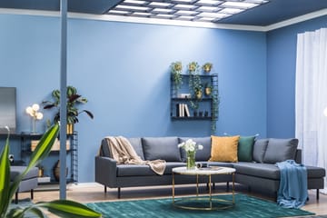 Peppe 4-seters Høyrevendt L-formet Sjeselongsofa i Stoff - Mørk grå - Møbler - Sofaer - Sofaer med sjeselong - 4 seters sofa med divan