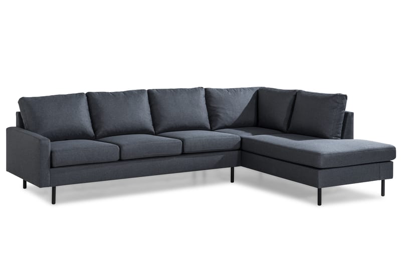 Peppe 4-seters Høyrevendt L-formet Sjeselongsofa i Stoff - Mørk grå - Møbler - Sofaer - Sofaer med sjeselong - 4 seters sofa med divan