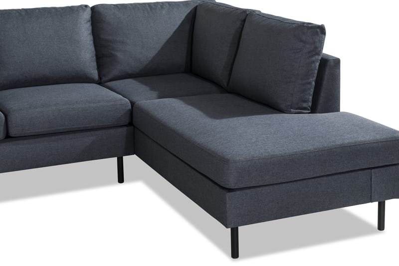 Peppe 4-seters Høyrevendt L-formet Sjeselongsofa i Stoff - Mørk grå - Møbler - Sofaer - Sofaer med sjeselong - 4 seters sofa med divan