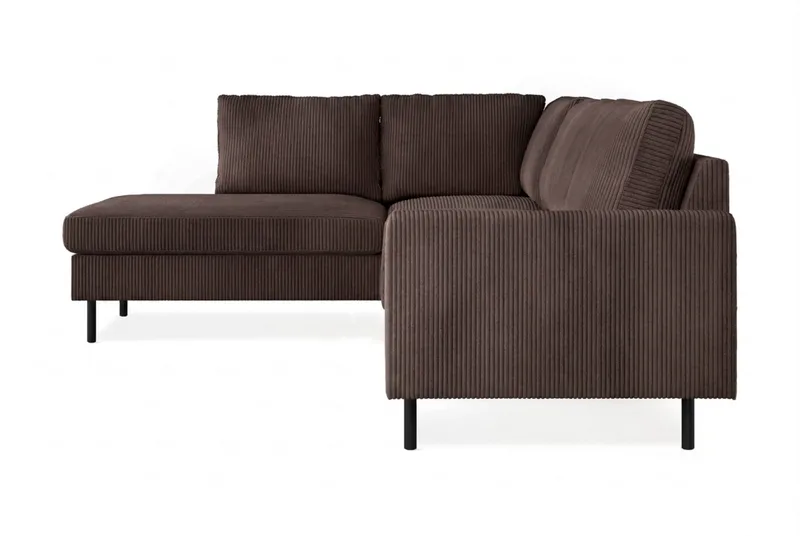 Peppe 4-seters Venstrevendt L-formet Sjeselongsofa i Manchester - Mørk brun - Møbler - Sofaer - Sofaer med sjeselong - 4 seters sofa med divan