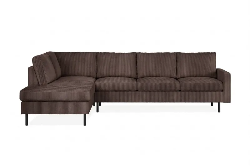 Peppe 4-seters Venstrevendt L-formet Sjeselongsofa i Manchester, Mørk brun