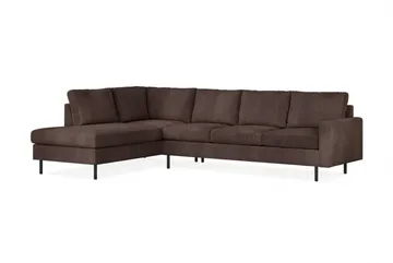 Peppe 4-seters Venstrevendt L-formet Sjeselongsofa i Manchester - Mørk brun - Møbler - Sofaer - Sofaer med sjeselong - 4 seters sofa med divan