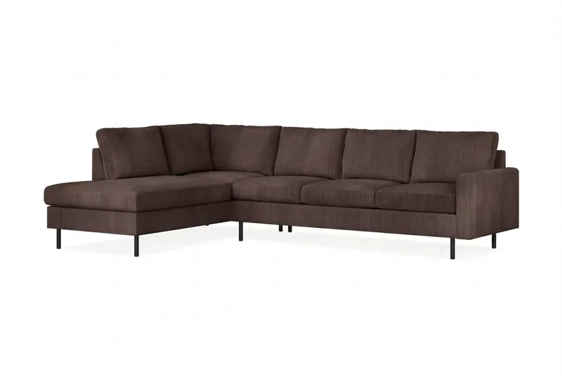 Peppe 4-seters Venstrevendt L-formet Sjeselongsofa i Manchester - Mørk brun - Møbler - Sofaer - Sofaer med sjeselong - 4 seters sofa med divan