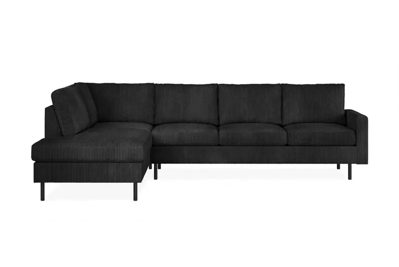 Peppe 4-seters Venstrevendt L-formet Sjeselongsofa i Manchester, Svart