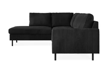 Peppe 4-seters Venstrevendt L-formet Sjeselongsofa i Manchester - Svart - Møbler - Sofaer - Sofaer med sjeselong - 4 seters sofa med divan