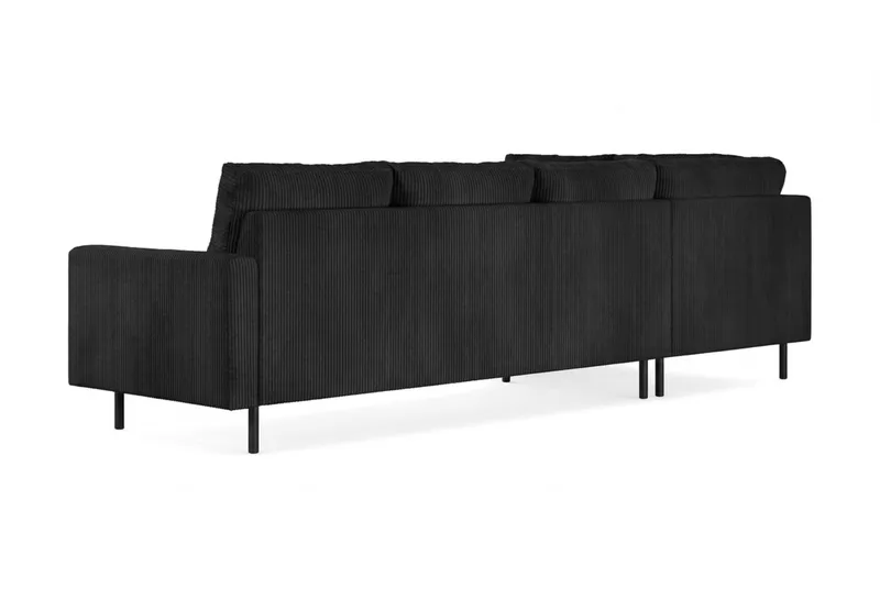 Peppe 4-seters Venstrevendt L-formet Sjeselongsofa i Manchester - Svart - Møbler - Sofaer - Sofaer med sjeselong - 4 seters sofa med divan