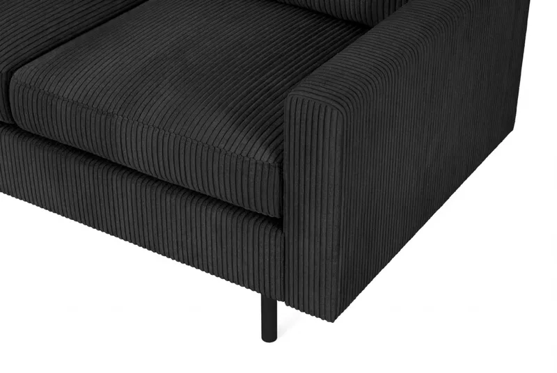 Peppe 4-seters Venstrevendt L-formet Sjeselongsofa i Manchester - Svart - Møbler - Sofaer - Sofaer med sjeselong - 4 seters sofa med divan