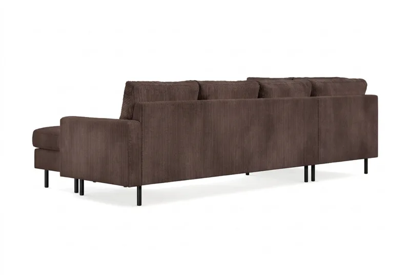 Peppe 4-seters Venstrevendt U-formet Sofa med Divan og Sjeselong i Manchester - Mørk brun - Møbler - Sofaer - Sofaer med sjeselong - 4 seters sofa med divan