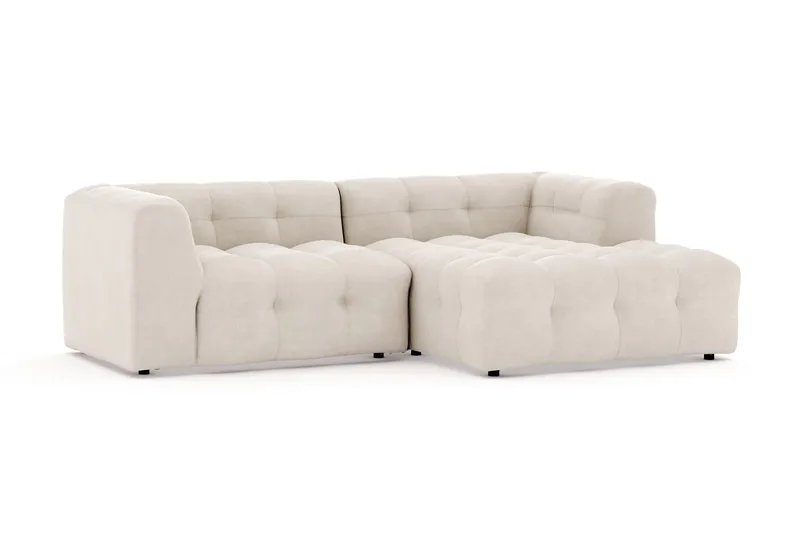 Puffy 3-seters boblete sofa med divan høyre - Beige - Møbler - Sofaer - Sofaer med sjeselong - 3 seters sofa med divan