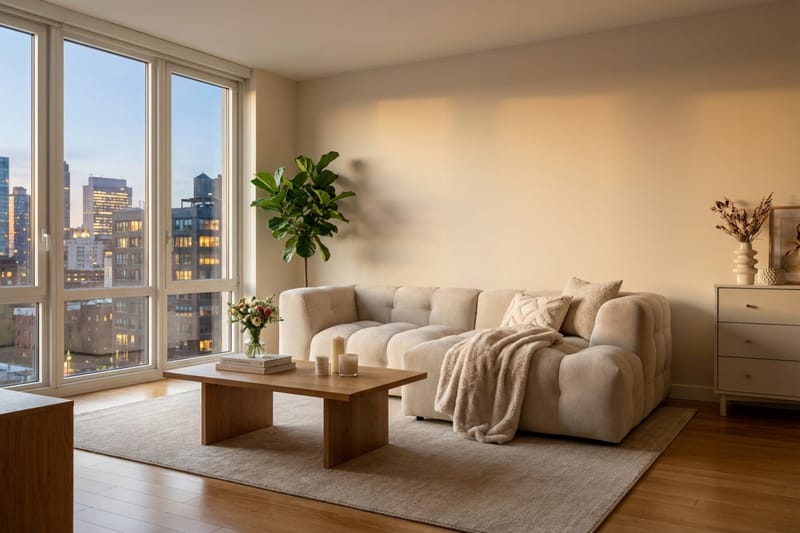 Puffy 3-seters boblete sofa med divan høyre - Beige - Møbler - Sofaer - Sofaer med sjeselong - 3 seters sofa med divan