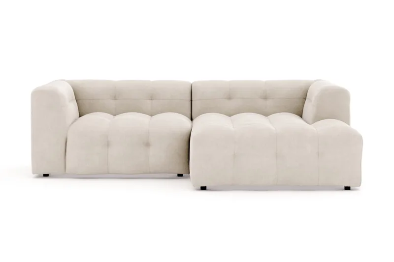 Puffy 3-seters boblete sofa med divan høyre, Beige