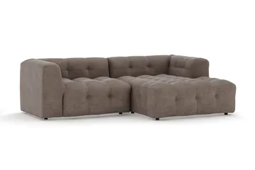 Puffy 3-seters boblete sofa med divan høyre - Brun - Møbler - Sofaer - Sofaer med sjeselong - 3 seters sofa med divan